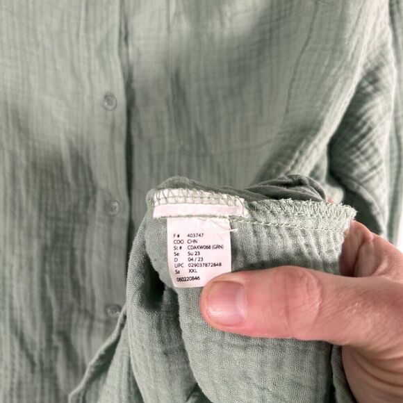 Anne Klein Jeans Blouse Women's XXL Green Button Up Long Sleeve Collared - Picture 7 of 10